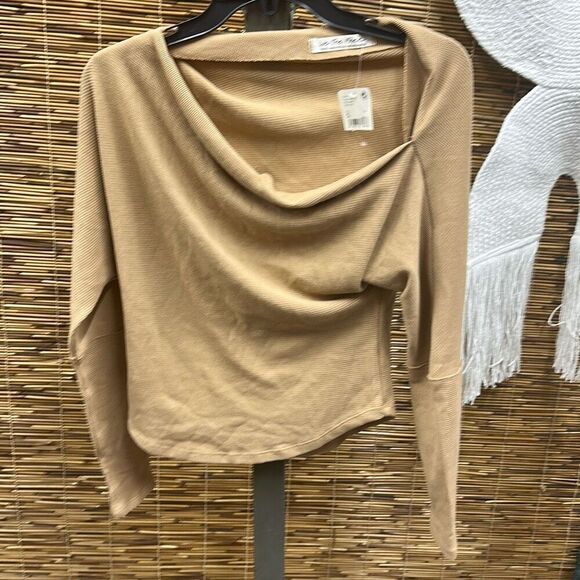 Free People Women S Fuji Off the Shoulder Thermal Top Brown Size Small - Picture 1 of 2